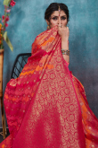 Ruby Red Banarasi Silk Woven Zari Broad Border Saree