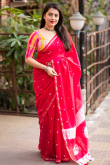 Ruby Red Bnadhej Print Chanderi Cotton Casual Wear Saree 