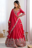 Ruby Red Cotton Silk Lehenga with Zari Work for Diwali