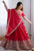 Ruby Red Cotton Silk Lehenga with Zari Work for Diwali