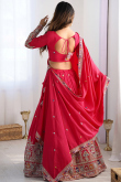 Ruby Red Cotton Silk Lehenga with Zari Work for Diwali