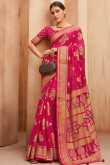 Ruby Red Georgette Saree with Foil Print for Diwali Wear