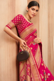 Ruby Red Georgette Saree with Foil Print for Diwali Wear