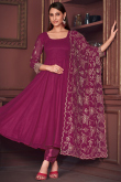 Magenta Pink Georgette Sequins Embroidered Anarkali Suit For Sangeet