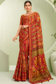Ruby Red Georgette Woven Zari Casual Wear Saree