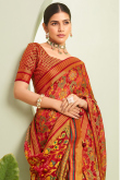 Ruby Red Georgette Woven Zari Casual Wear Saree