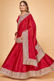 Ruby Red Lehenga in Silk Wedding 
