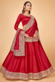 Ruby Red Lehenga in Silk Wedding 