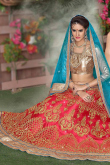 Net Lehenga in Ruby Red colour with Stone Work for Bridesmaid 