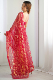 Ruby Red Net Embroidered Light Weight Saree 