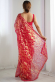 Ruby Red Net Embroidered Light Weight Saree 