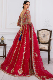 Ruby Red Organza Embroidered Bridal Wear Lehenga