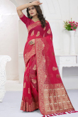 Ruby Red Organza Embroidered
Saree