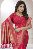 Ruby Red Organza Embroidered
Saree