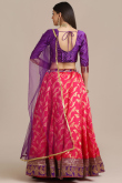 Ruby Red Silk A Line Woven Zari Lehenga