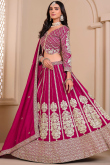 Ruby Red Silk Blend Embroidered Lehenga For Wedding