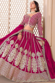 Ruby Red Silk Blend Embroidered Lehenga For Wedding