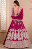 Ruby Red Silk Blend Embroidered Lehenga For Wedding