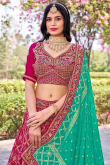 Ruby Red Silk Blend Lehenga with Woven Zari Work for Weddings