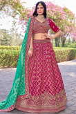 Ruby Red Silk Blend Lehenga with Woven Zari Work for Weddings