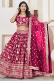 Ruby Red Woven Zari Silk Flared Style Lehenga 