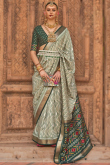 Sage Green Art Silk Printed Broad Border Saree 