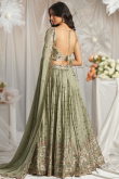 Sage Green Embroidered Georgette Flared Style Lehenga 