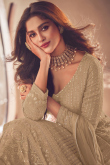 Sage Green Georgette Embroidered Front Slit Lehenga 
