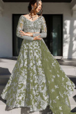 Sage Green Net Embroidered Lehenga