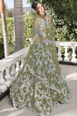 Sage Green Net Embroidered Lehenga