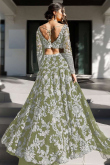 Sage Green Net Embroidered Lehenga