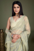 Sage Green Net Embroidered Shimmer Saree