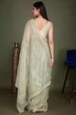 Sage Green Net Embroidered Shimmer Saree