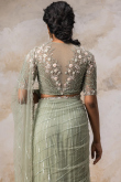 Sage Green Net Sequins Embroidered Fancy Wedding Saree