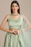 Sage Green Satin Lehenga