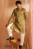 Sage Green Silk Kurta Pajama with Zari Work for Eid Wear