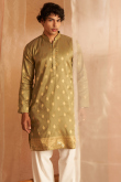 Sage Green Silk Kurta Pajama with Zari Work for Eid Wear