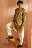 Sage Green Silk Kurta Pajama with Zari Work for Eid Wear