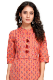 Salmon Orange Cotton Straight Cut Kurti 