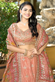 Salmon Peach A Line Silk Lehenga for Sangeet