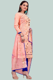 Salmon Peach Chanderi Silk Straight Cut Churidar Suit