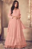 Salmon Peach Georgette Embroidered Long Choli Lehenga 