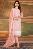 Salmon Peach Georgette Resham Embroidered Trouser Suit