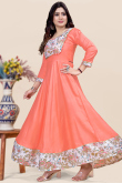 Net Dupatta in Salmon Peach with Resham Embroidery