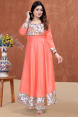 Net Dupatta in Salmon Peach with Resham Embroidery