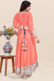 Net Dupatta in Salmon Peach with Resham Embroidery