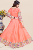 Salmon Peach Rayon Printed Casual Wear Ready Made Kurti
