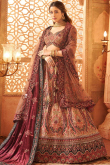 Salmon Peach Silk Blend Panelled Embroidered Lehenga