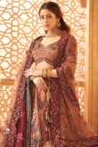 Salmon Peach Silk Blend Panelled Embroidered Lehenga