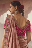 Salmon Peach Silk Dori Embroidered Panelled Lehenga